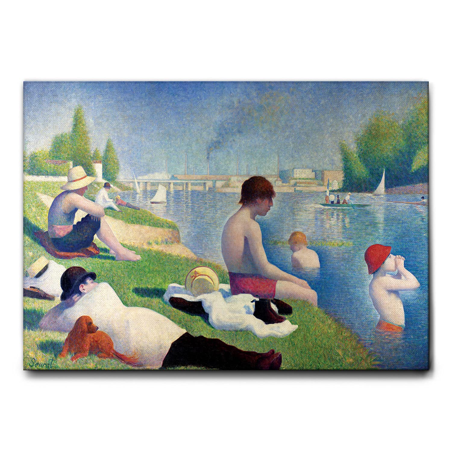 Giallobus - Quadro - Georges Seurat - Balneazione ad Asnières - Tela canvas - 140x100 - Pronto da appendere - Quadri moderni per la casa