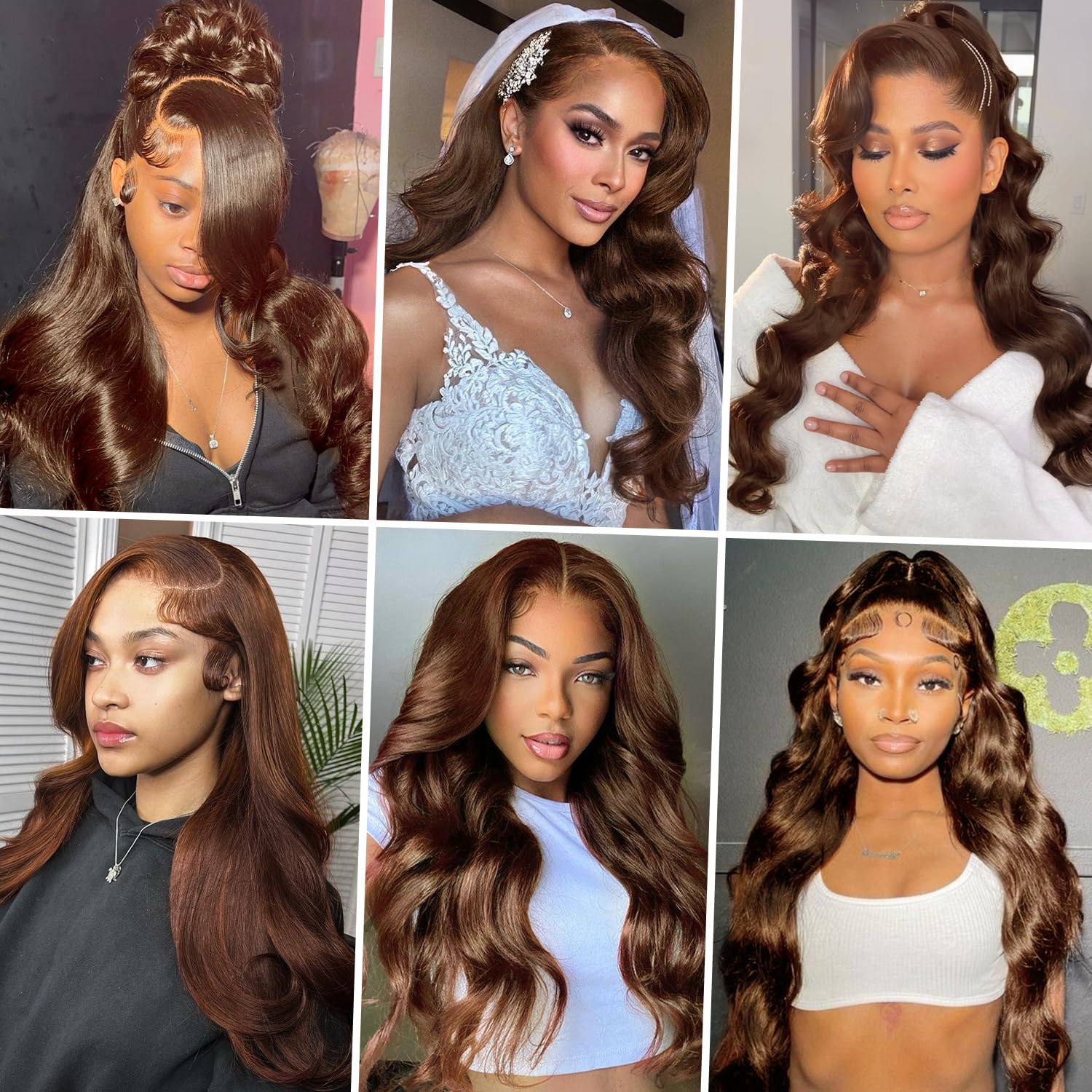 Pelucas Mujer Pelo Natural Humano Chocolate Brown 13x6 HD Lace Front Human Hair Wig Body Wave Glueless Peluca Cabello Humano Natural Marrón Chocolate Pegamento Peluca For Black Women 14 Pulgadas