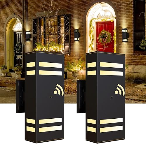 Paquete de 2 luces exteriores del atardecer al amanecer, accesorios de iluminación exterior arriba y abajo, luces de pared blancas cálidas de 3000 disponible en Yaxa El Salvador