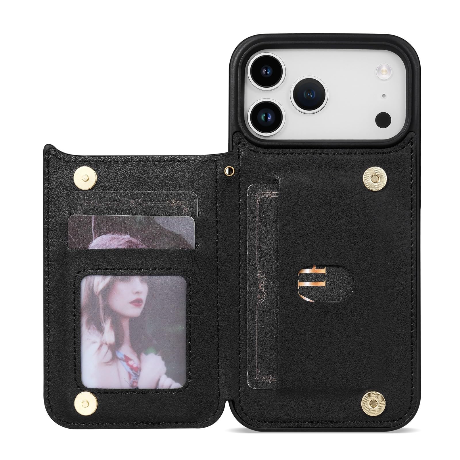 Generic Custodia compatibile con iPhone 13 (colore oro rosa) Custodia a libro in pelle con cinturino in pelle