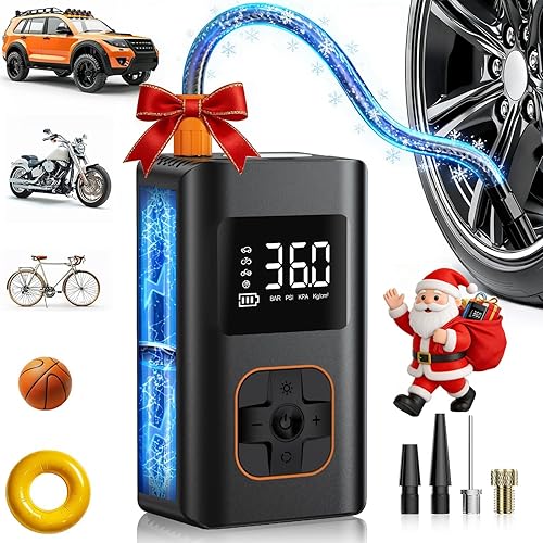 Tire Inflator Portable Air Compressor - 150 PSI Mini Portable Air Pump for Car Tires, Cordless Electric Bike Tire Pump with Digital Pressure Gauge,