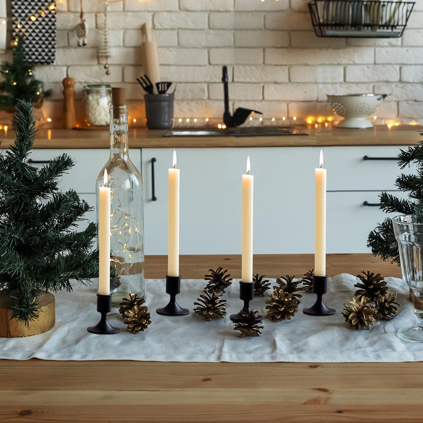 Sziqiqi Portacandele Candelabro Nero per Matrimonio - Portacandele in Metallo Candeliere Decorativo Candelabro per Centrotavola di Nozze Natalizio Tavola Caffè Decorazione, 6 Pezzi, Stile 1