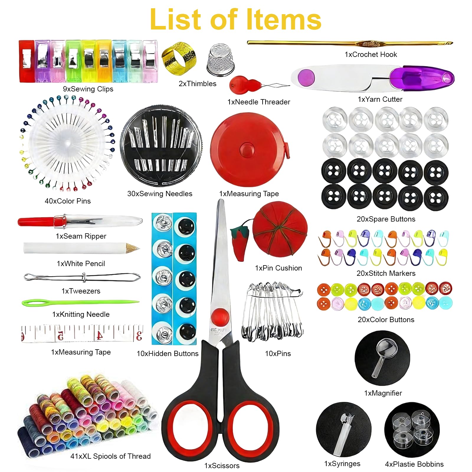 VELAJA Kit Cucito 229 Pezzi, Set Cucito da Casa Completo con Accessori per Cucire, Kit da Cucito Professionale in Valigetta da Viaggio per Casa, Principianti, Include Forbici, Aghi, Metro a Nastro