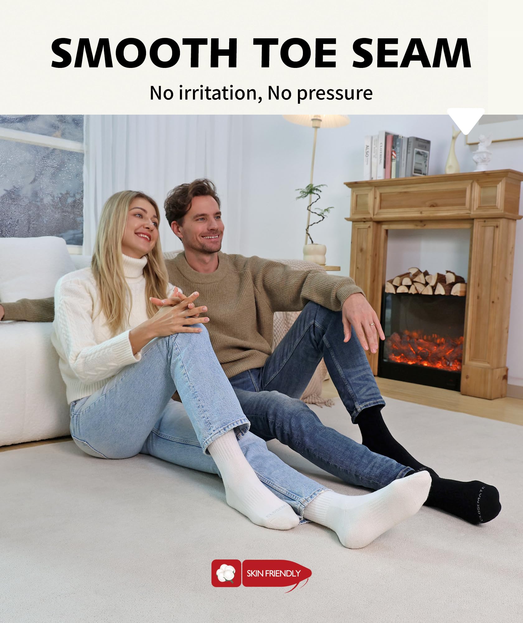 CLOSEMATE 5 Paires Chaussettes Chaudes Homme Femme 39-42 43-46 47-50 Thermiques Anti-froides pour l'Hiver Maison Travail