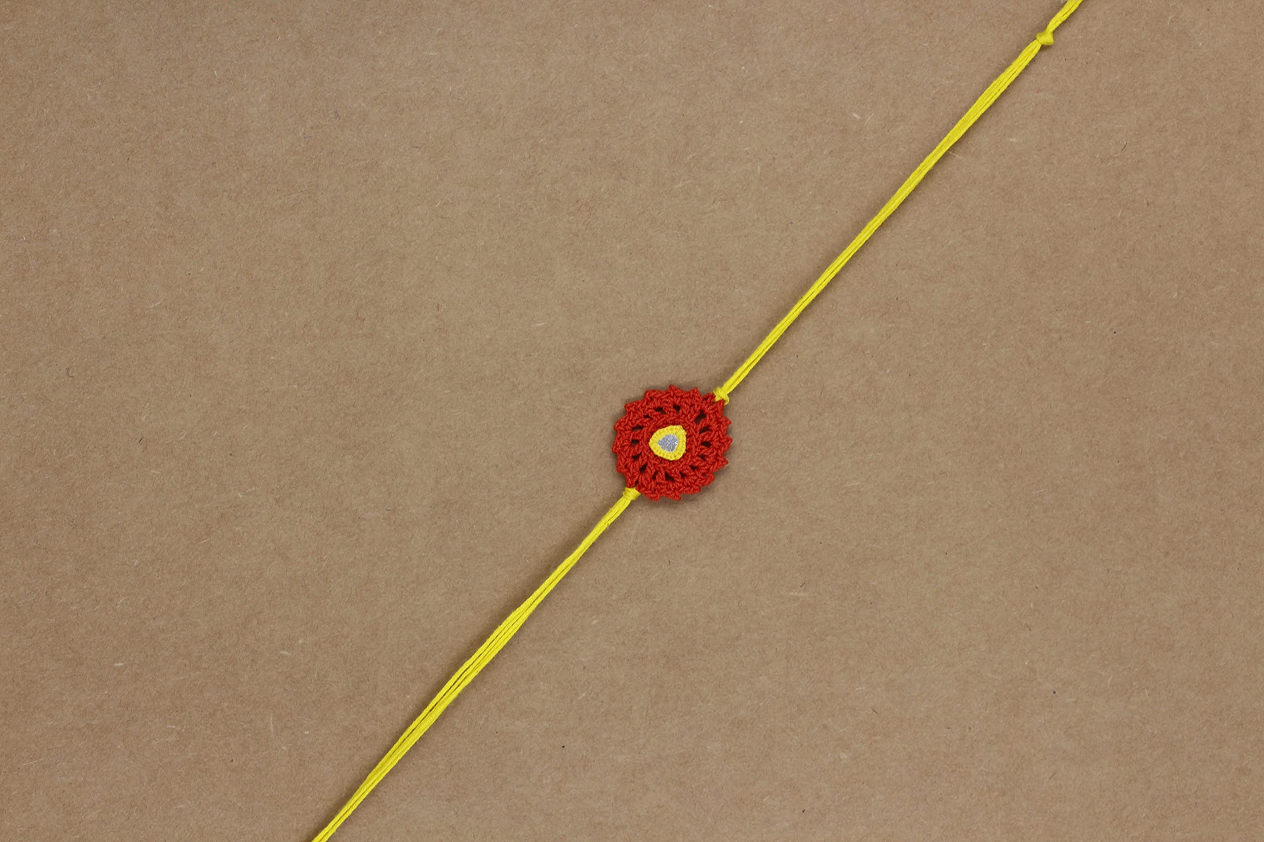 Prapti Handicrafts Handmade Designer Crochet Eco-Friendly Rakhi For Brothers,Sisters,kids Combo Pack (orange flower) 2
