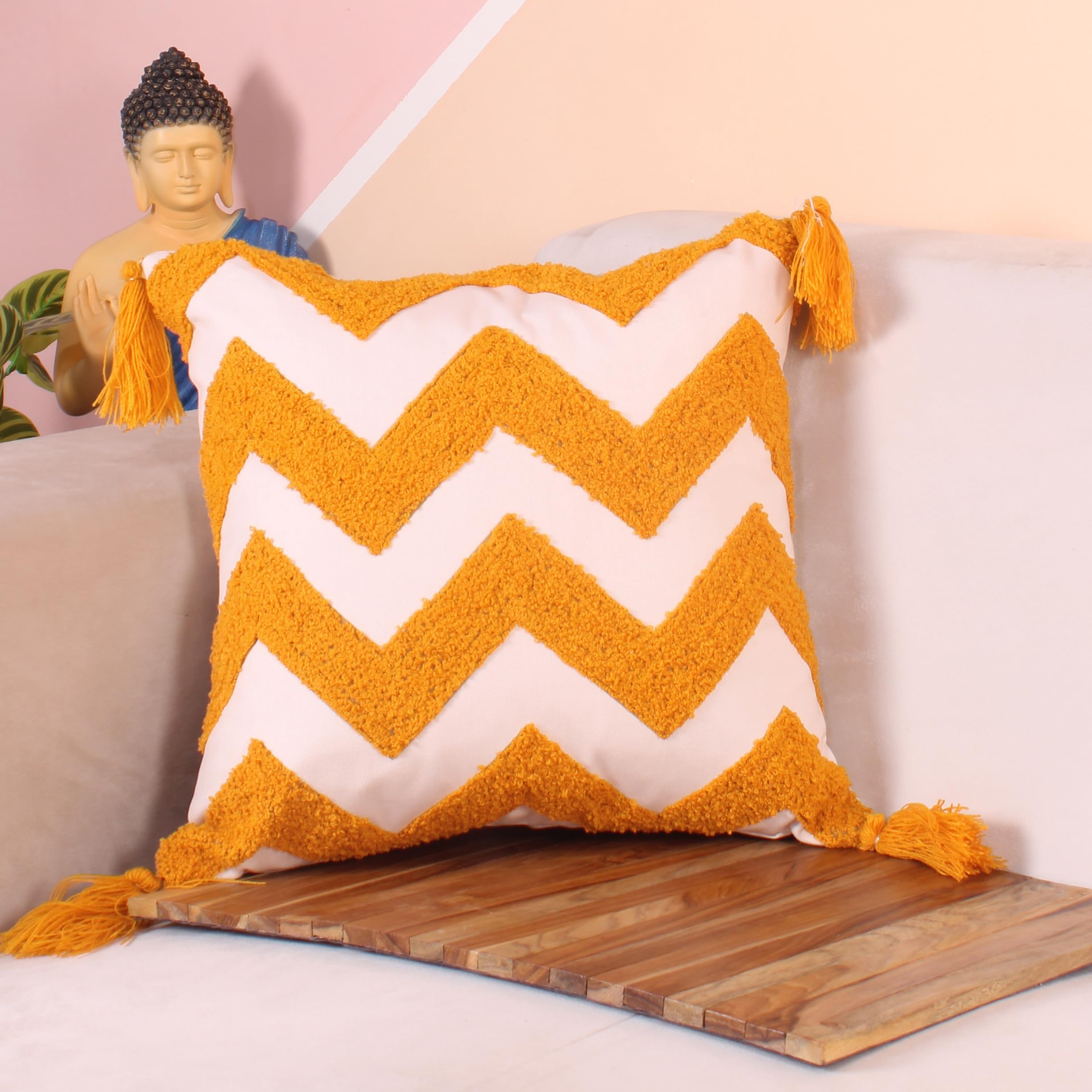 STITCHNEST Hand Crafted Embroidered Bohemian Cushion Cover, Set of 1 (16 x16 inches/ 40x40 cm) (B0CWLM5FFD) Amazon Price History, Amazon Price Tracker