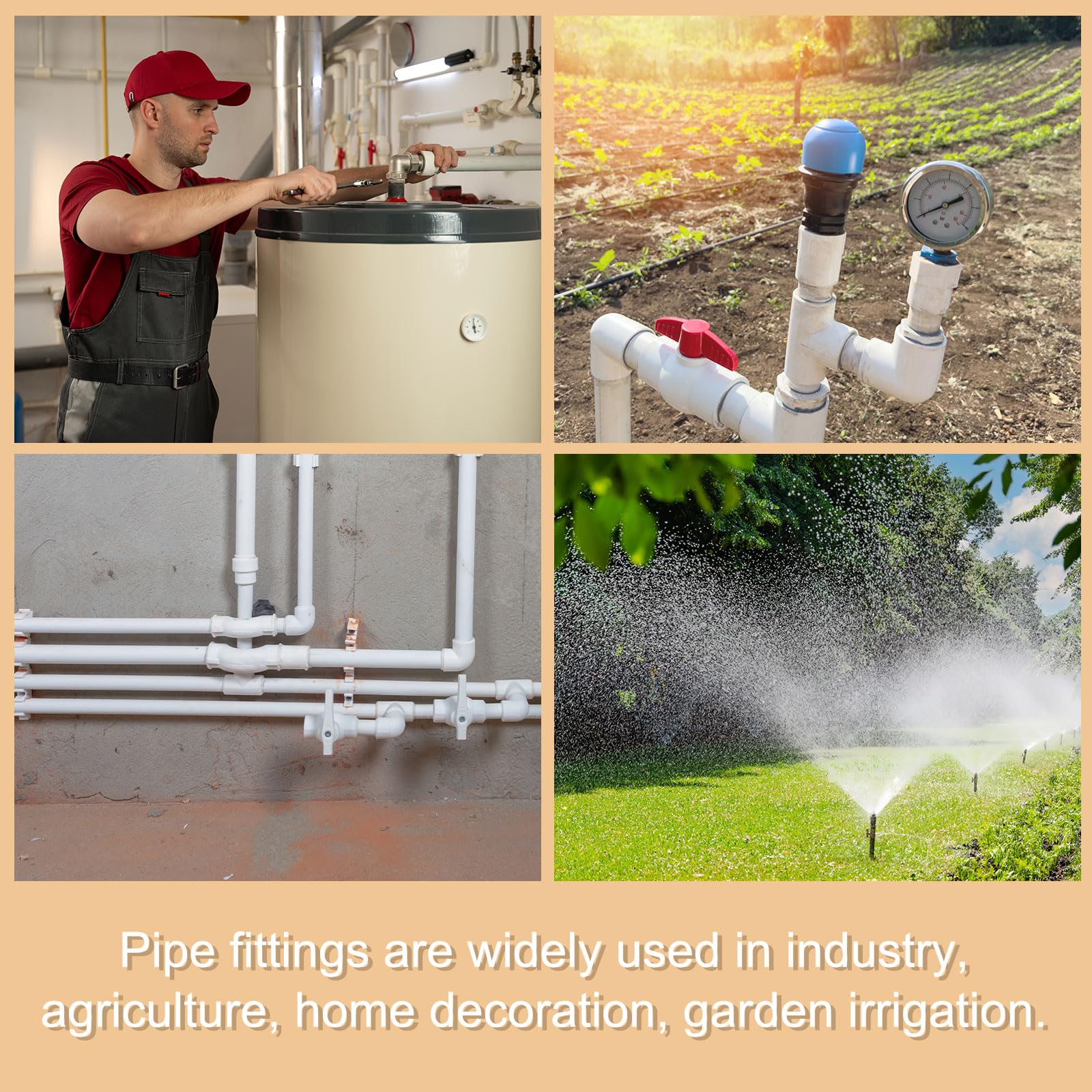 QUARKZMAN 8pz Raccordi per Tubi a 4 Vie Pvc 1-7/8" Gomito Connettore Raccordi per Tubi Irrigazione Accoppiamento Gomito per Tubi per Idraulica Fognature Acqua Drenaggio, Bianco