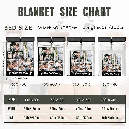 Miniatura 3 de Manta personalizada con imagen, manta de forro polar suave personalizada con fotos, regalos de texto para aniversario, cumpleaños, mantas