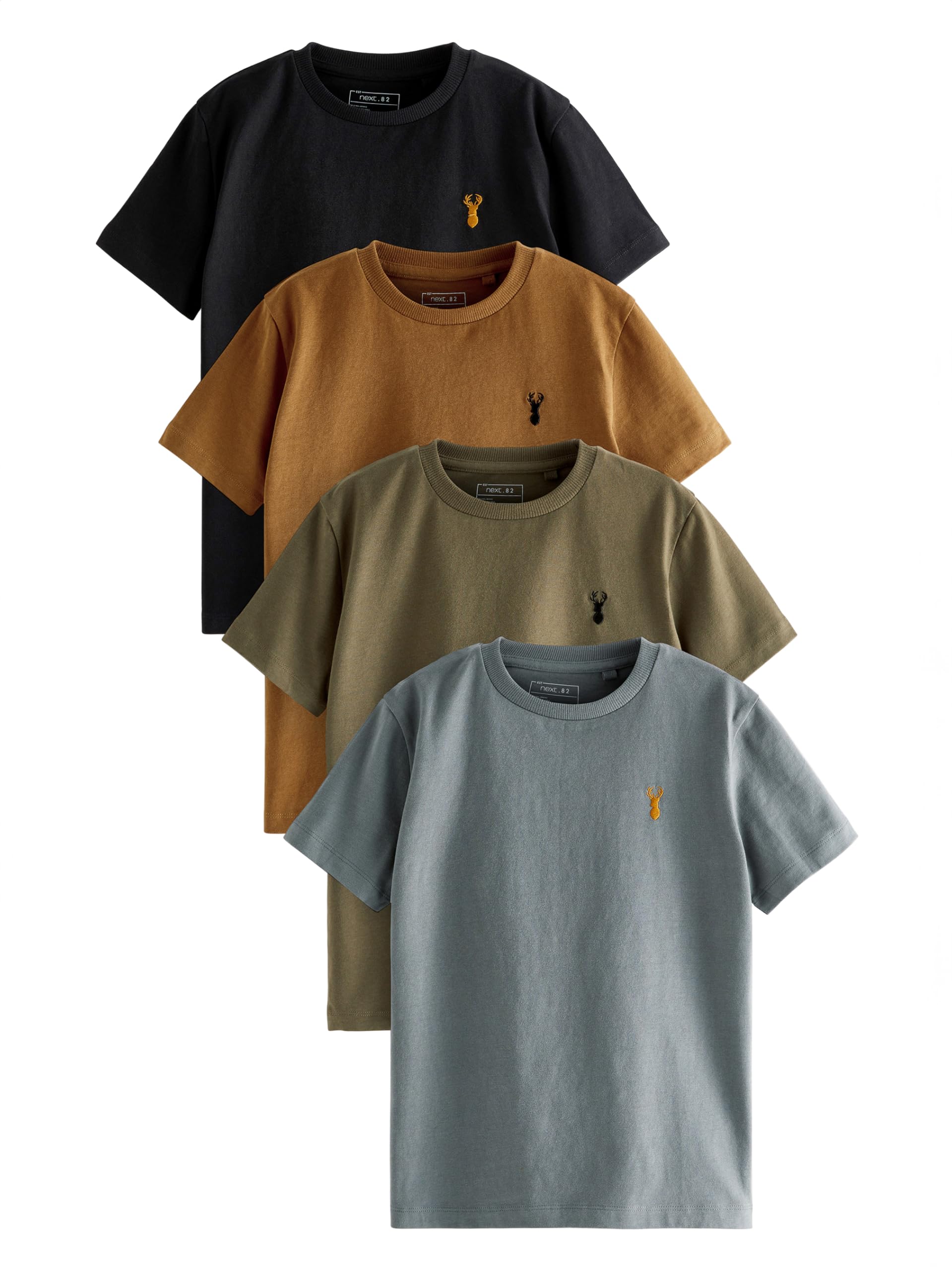 NEXT Garçon T-Shirt à Manches Courtes et cerf brodé, Lot de 4
