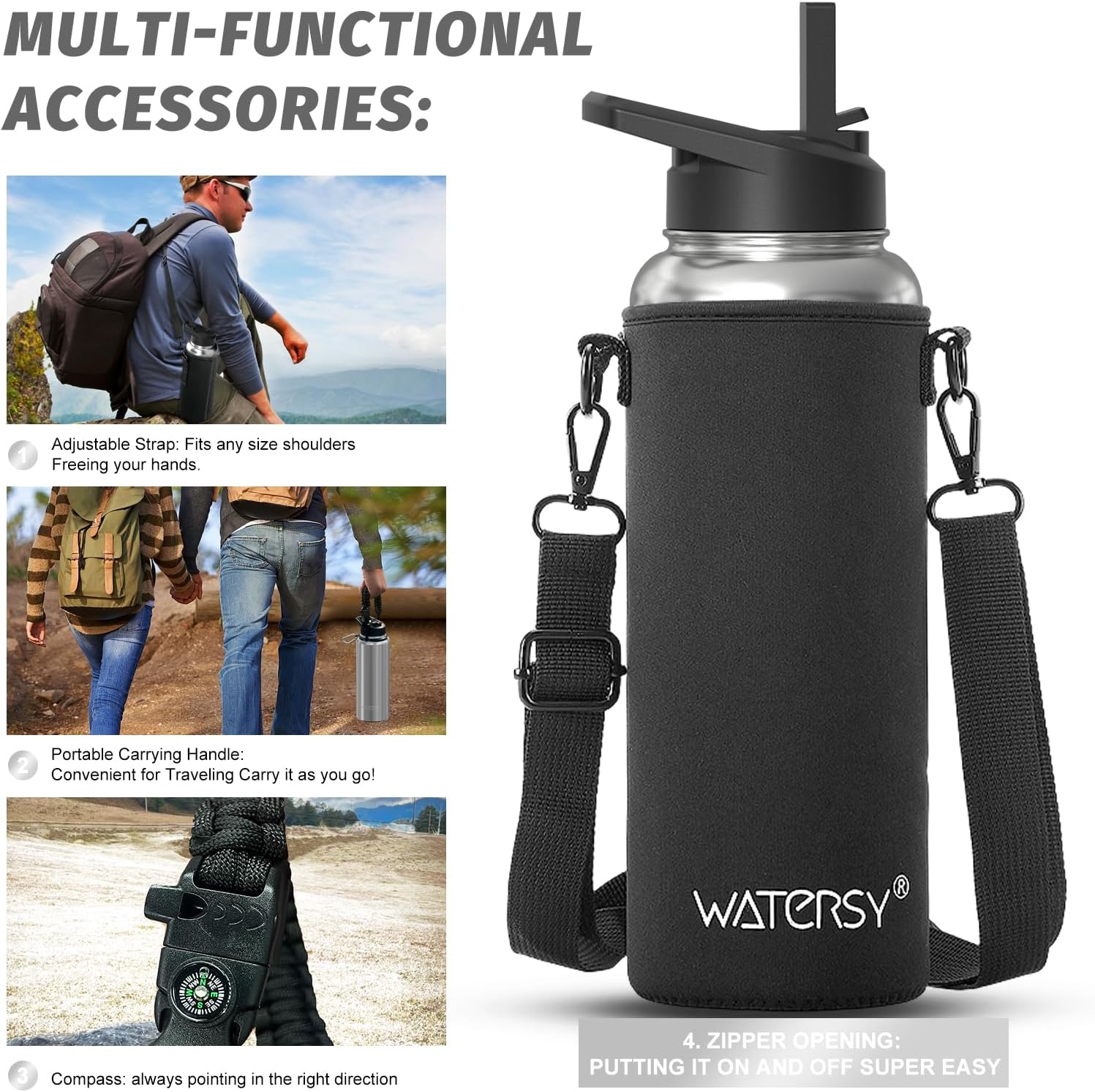 40oz Insulated Water Bottle (Cold for 48 Hrs),BPA Free&Leak Proof,Stainless Steel Water Flask,Water Jug with Straw Spout Lids for Gym,Hiking,Travel,Stainless - Image 6