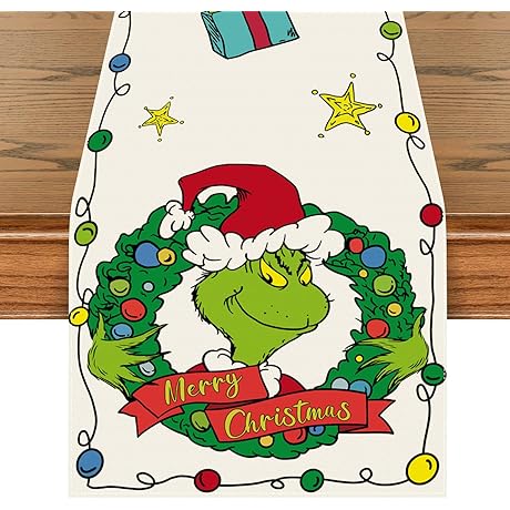 Christmas Table Runner-Xmas Burlap Table Runner for Christmas Table Decor