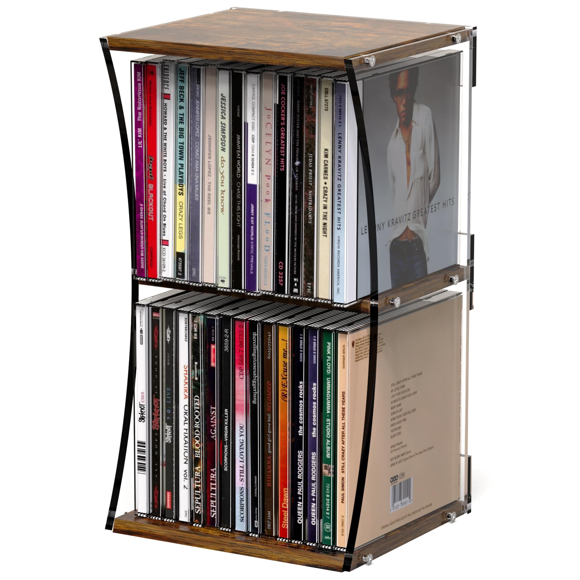 Soporte para CD Alyoen contra el desorden de discos: torre organizadora de escritorio retro