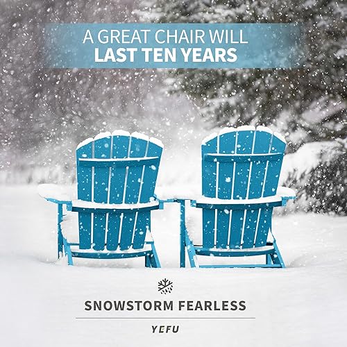 Miniatura 5 de YEFU Sillas Adirondack de plástico resistentes a la intemperie, sillas de patio de 5 pasos de fácil instalación, como madera real, ampliamente