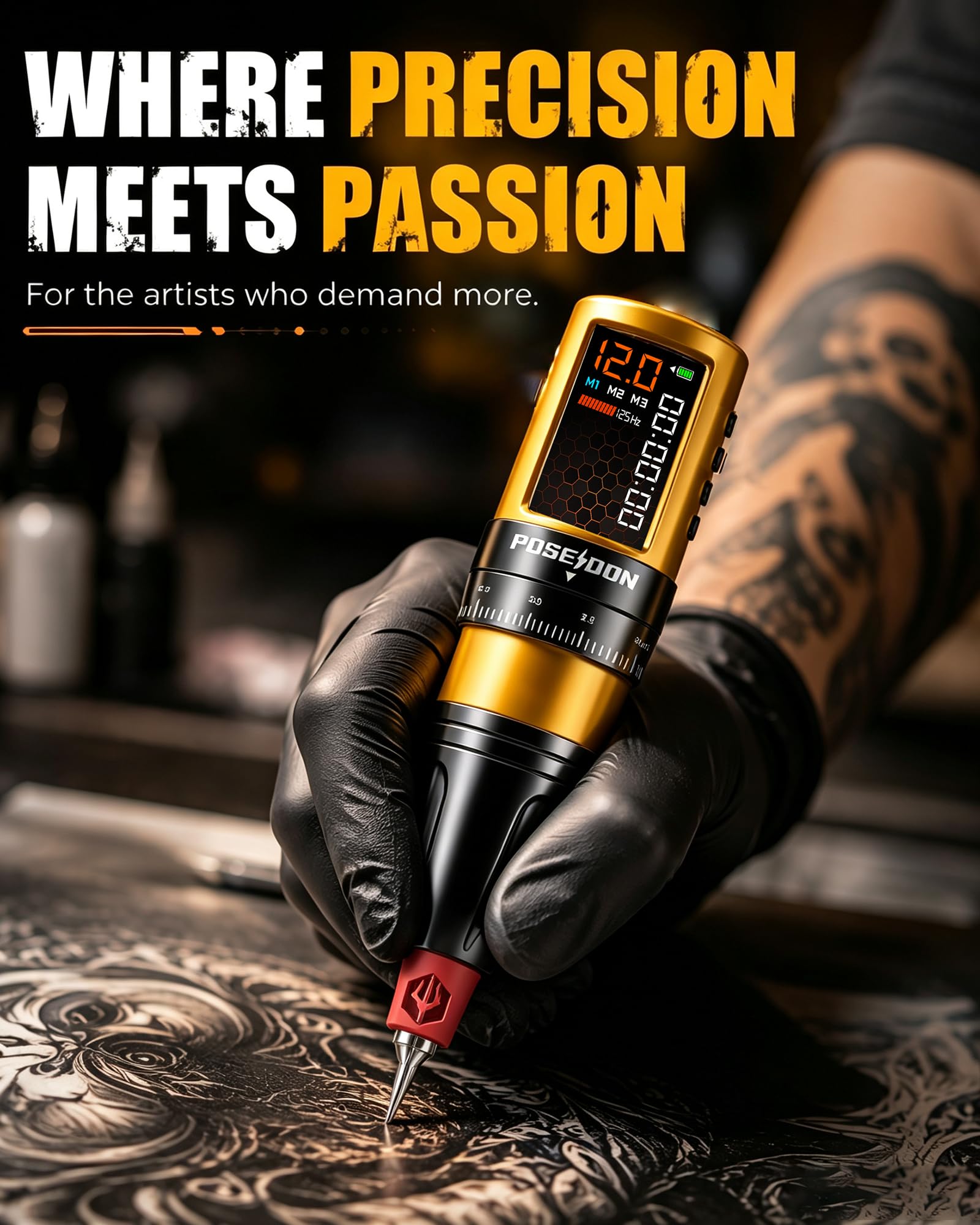 Amazon.com: POSEIDON Wireless Tattoo Gun Kit 2 Batteries 7 Stroke