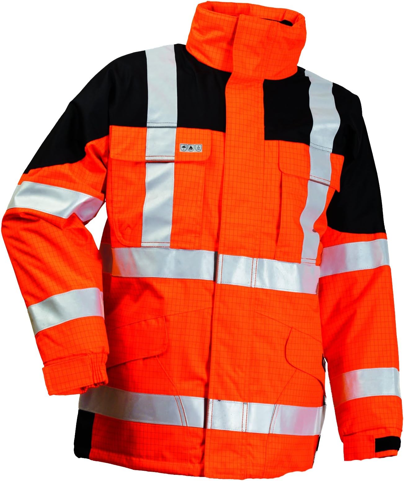 Lyngsoe FR-LR11411-05/07-M "Flame Retardant" Winter-Rain Jacket, Hi-Vis Orange/Black, Medium