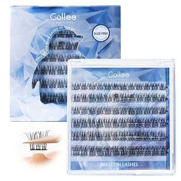 Self Adhesive Eyelash Clusters, 72PCS No Glue Needed Press On Lashes, Natural Look Pre-Glued Cluster Lashes, Ultra-Thin & Lightweight, Easy Apply for Beginners D Curl, No Residue, Long Lasting