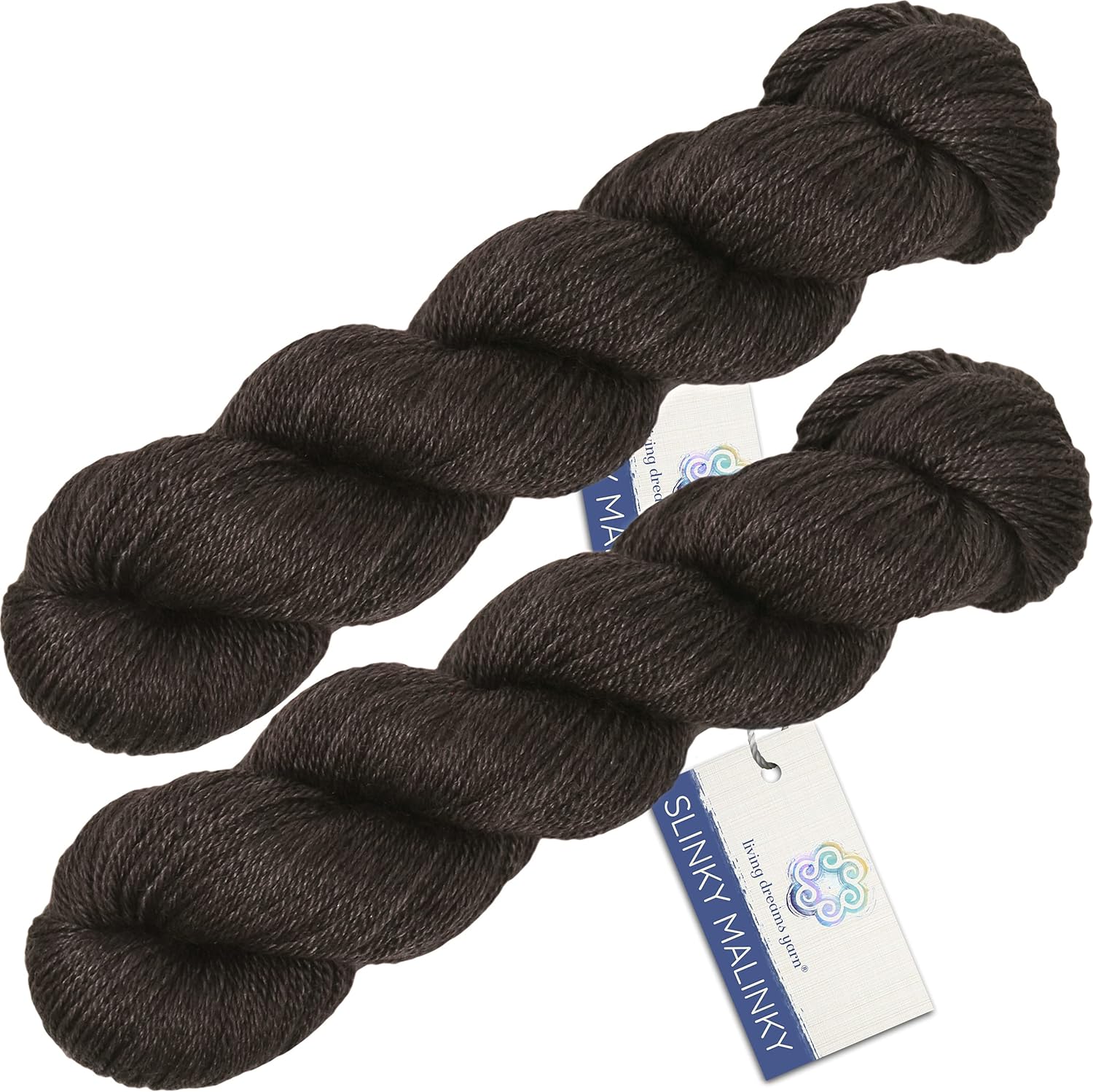 Living Dreams Yarn Slinky Malinky. USA Hand Dyed Superwash Merino Tencel Sock Yarn. Self Striping & Colorfast. Two Skein Pack: Mysty