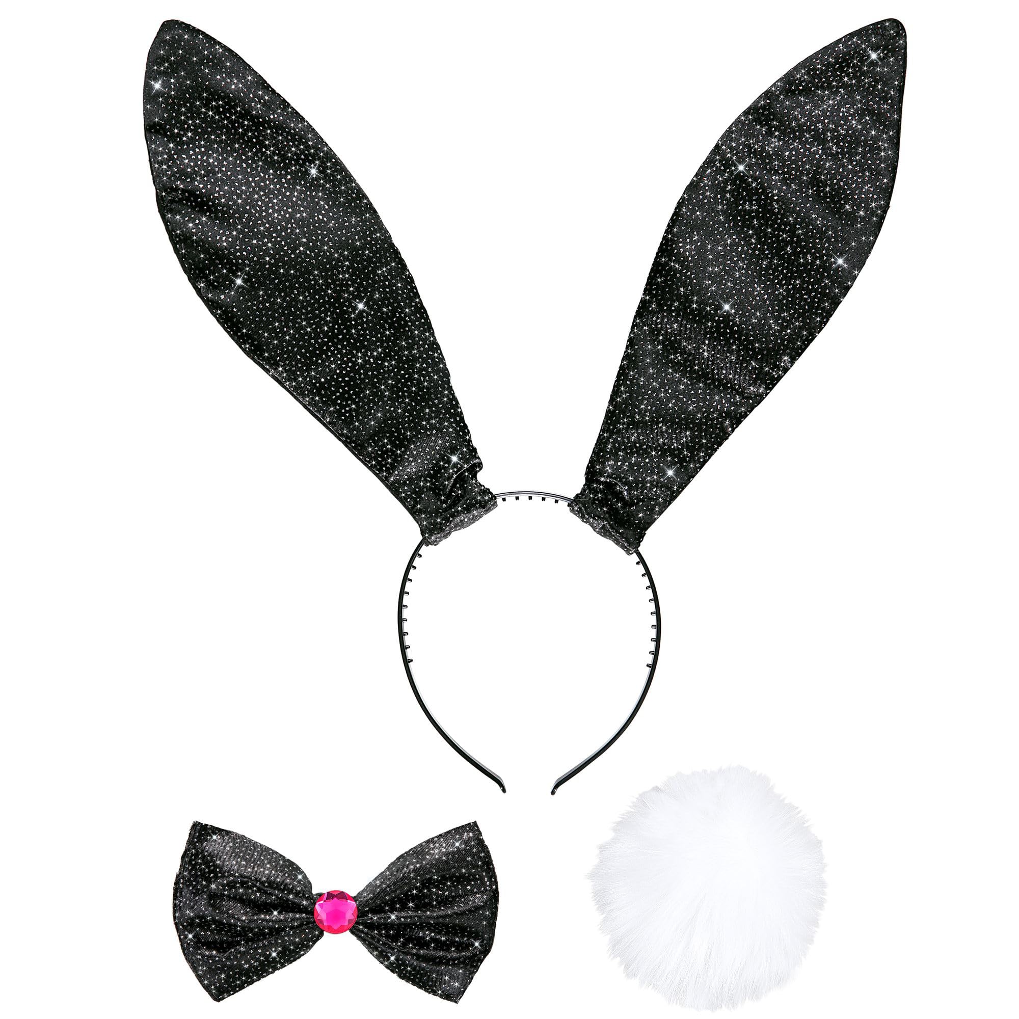 Glitter Bunny Dress Up Set - Black Accessory for Fancy Dress