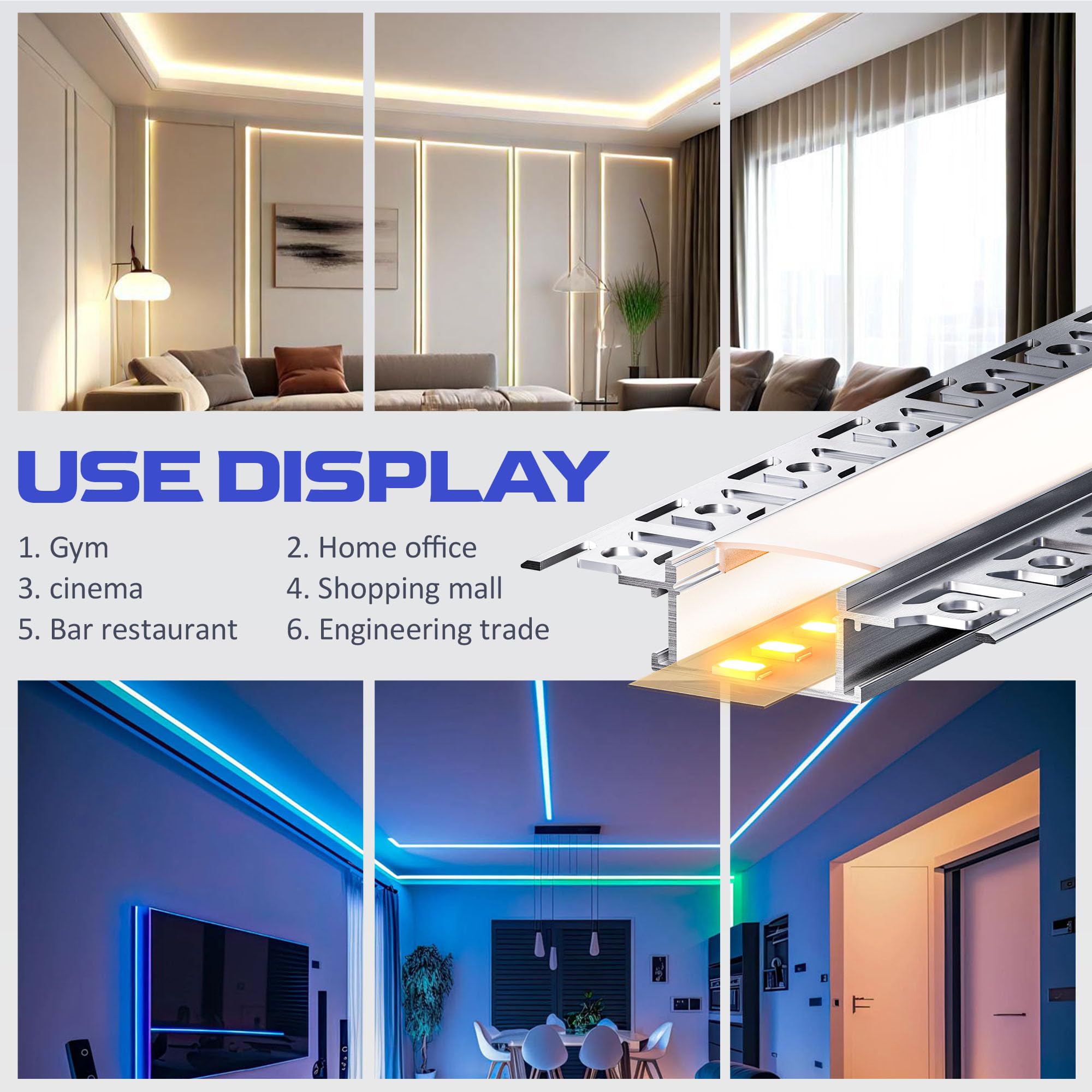 Profilo LED Cartongesso 2m – Profilo alluminio per strisce LED con Diffusore per luce uniforme – Canalina per striscia fino a 20mm per applicazioni versatili (SP44, 30 pezzi (60 m totale))