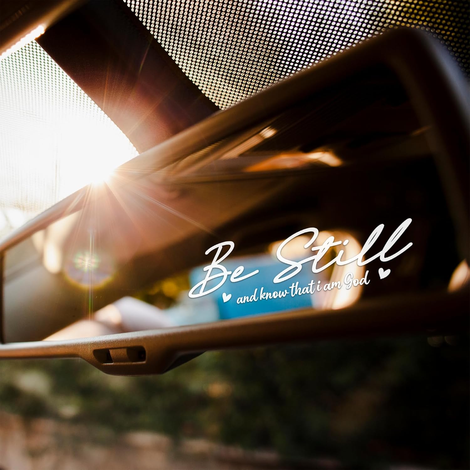 Set 2 Pcs Be Still and Know That I am God Rearview Mirror Decal Funny Christian Bible Verse Sticker Water Bottle Window Vinyl Waterproof 3,5x1,2 inch Car Decals for Friend Coworker Dad Mom