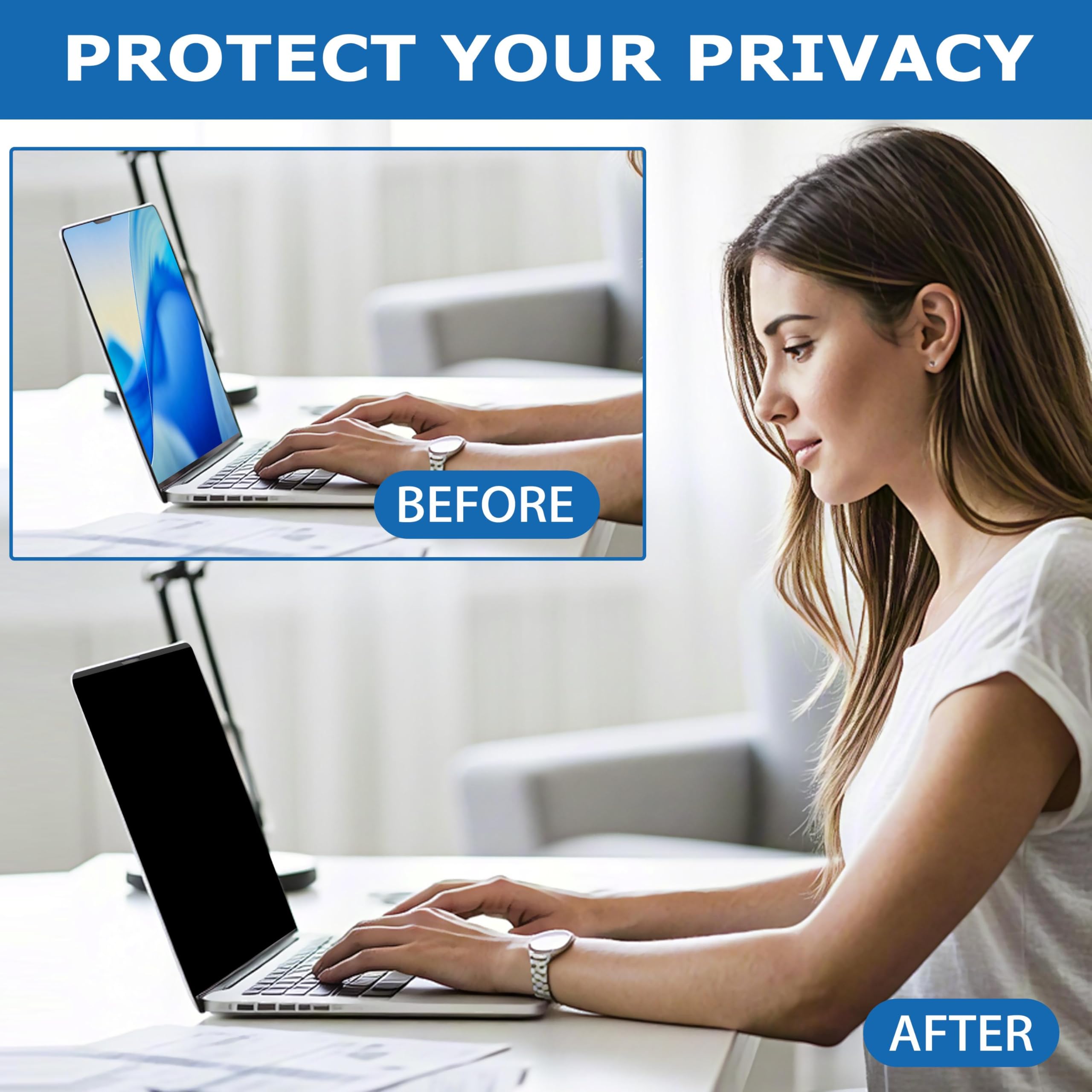 Schermo privacy magnetico per MacBook Pro 14 pollici (2021-2025, M1, M2, M3, M4, M5, Pro, Max), filtro privacy rimovibile per laptop e protezione anti abbagliamento della luce blu