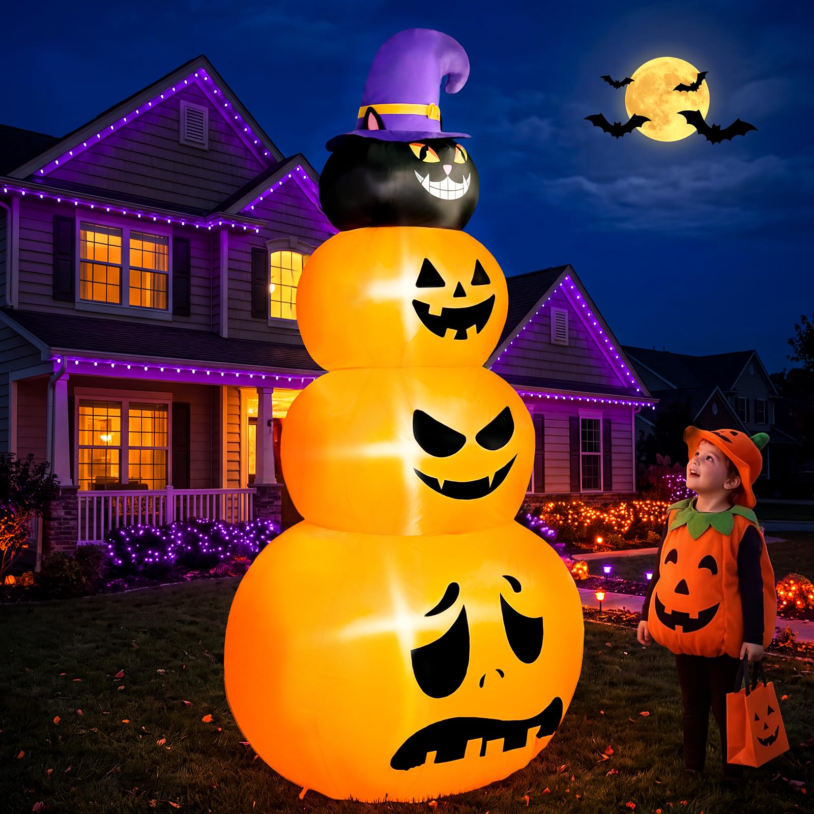 Decorazione all'aperto gonfiabile di Halloween, decorazione all'aperto impilata gonfiabile di Halloween, LED incorporati di Halloween per i gonfiabili di Halloween