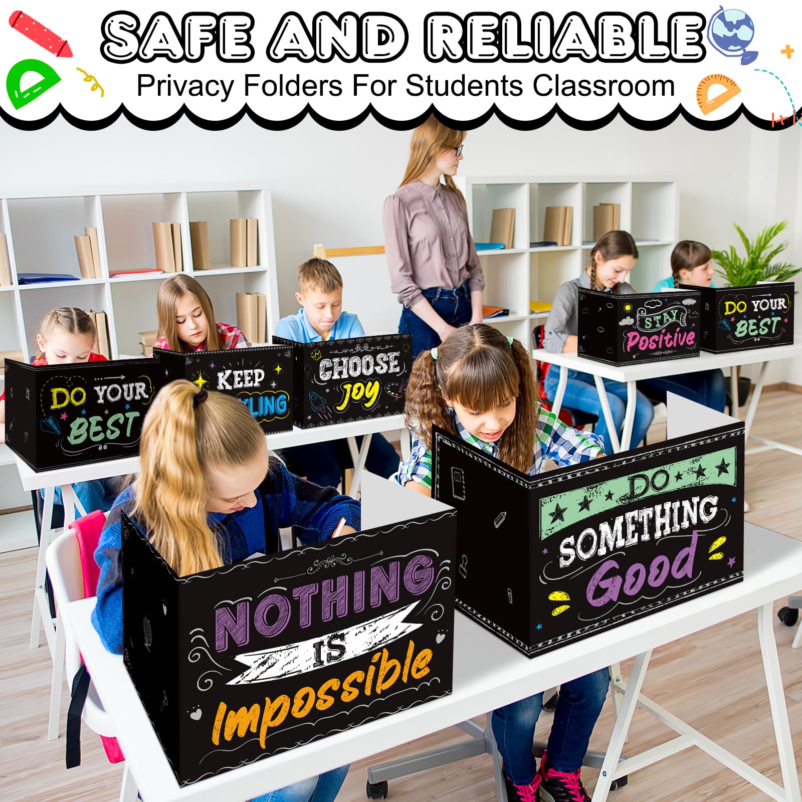 Honoson 24 cartelle ispiratrici per la privacy per studenti divisorio da scrivania in cartone per aula tripla scrivania pannello privacy per scrivanie per studenti scrivania divisorio per scuola