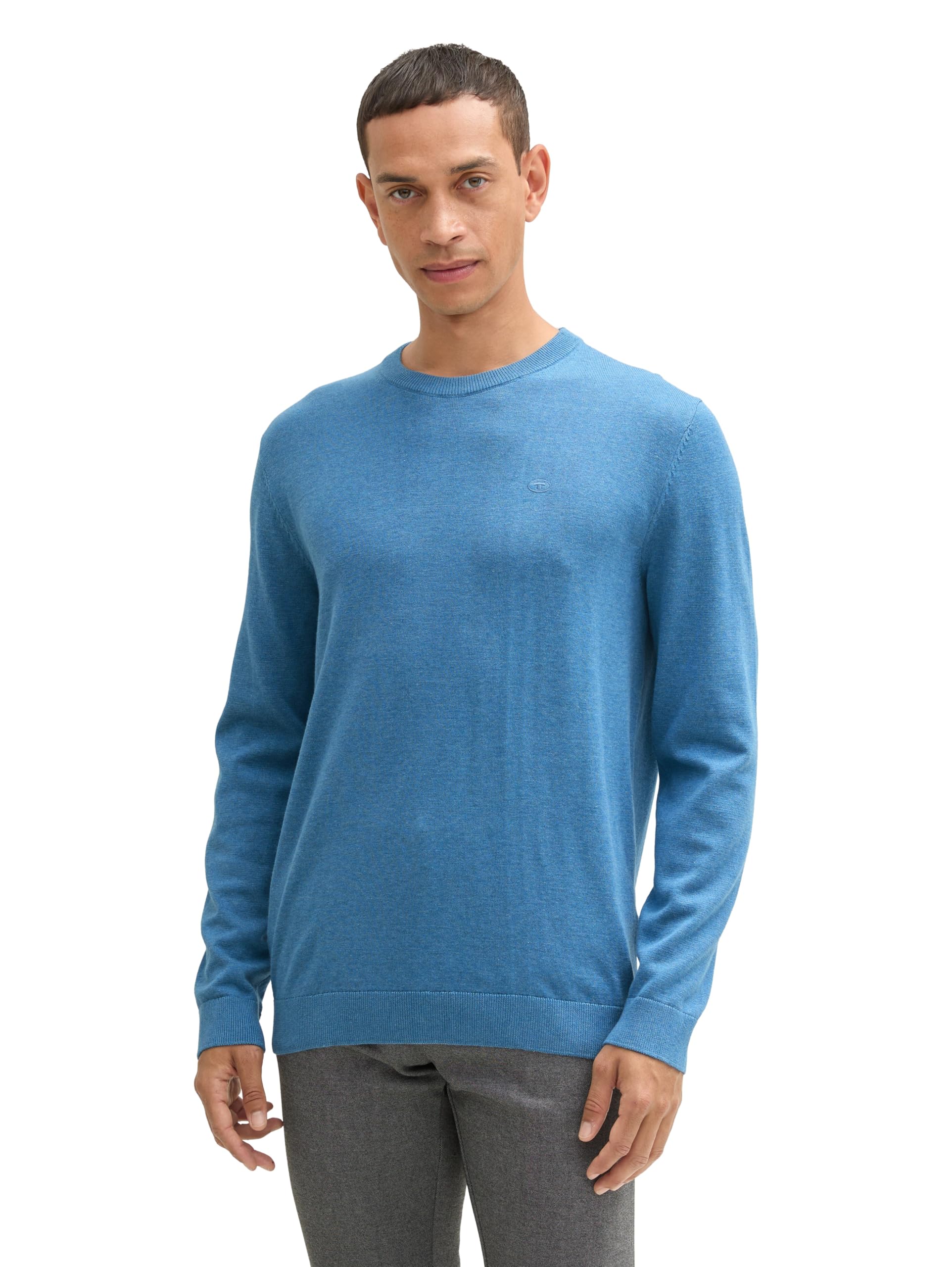 TOM TAILOR Herren Basic Strickpullover aus Baumwolle