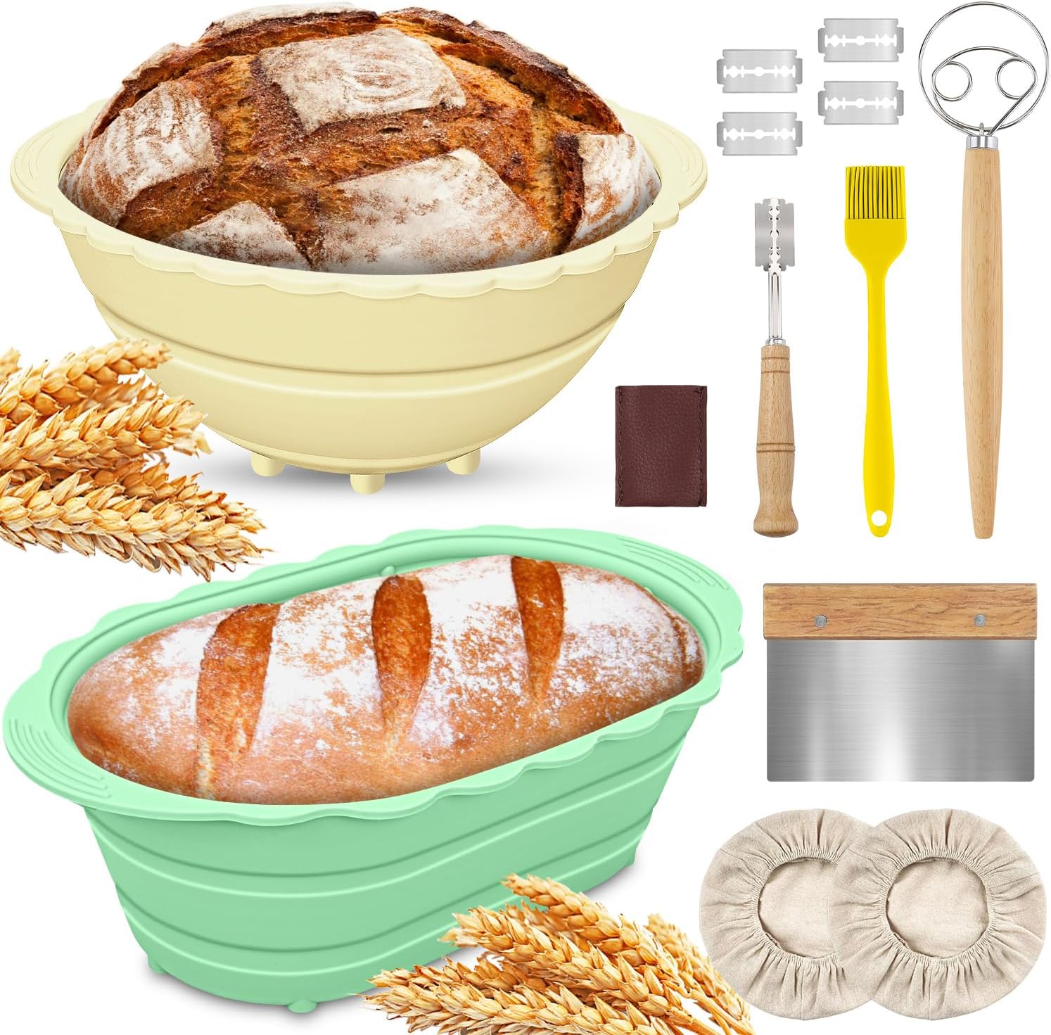 Winceed Silicone Bread Proofing Baskets, Sourdough