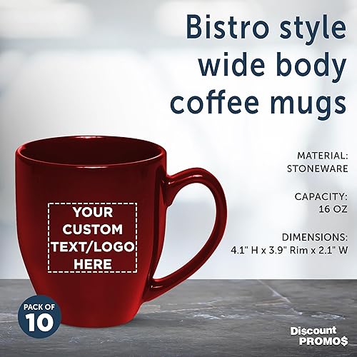 Miniatura 4 de DISCOUNT PROMOS Juego de 10 tazas de café grandes de 16 onzas, paquete a granel, perfectas para té, espresso, capuchino, cacao caliente, color verde