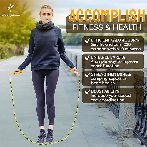 Miniatura 3 de Honor Athletics Cuerda de saltar con cuentas 2.0, ajustable con asas irrompibles y cuentas inastillables para un entrenamiento mejorado de fitness