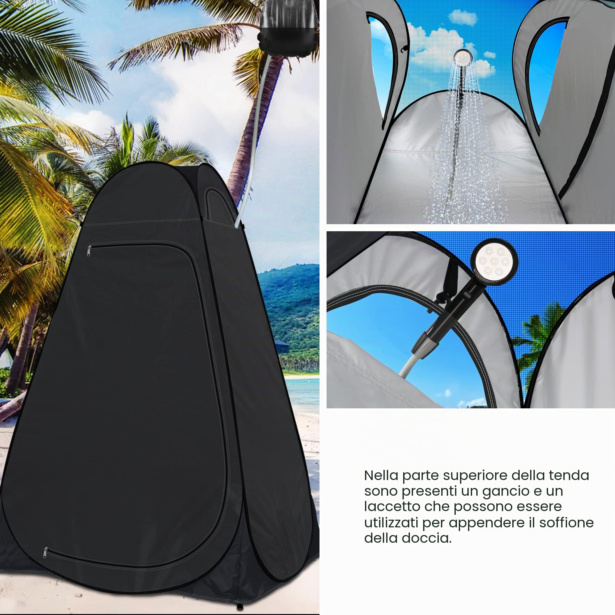 Tenda per WC pop up, portatile, per campeggio, privacy, spogliatoio, spiaggia, pesca, escursionismo, riparo dal sole (protezione UV)