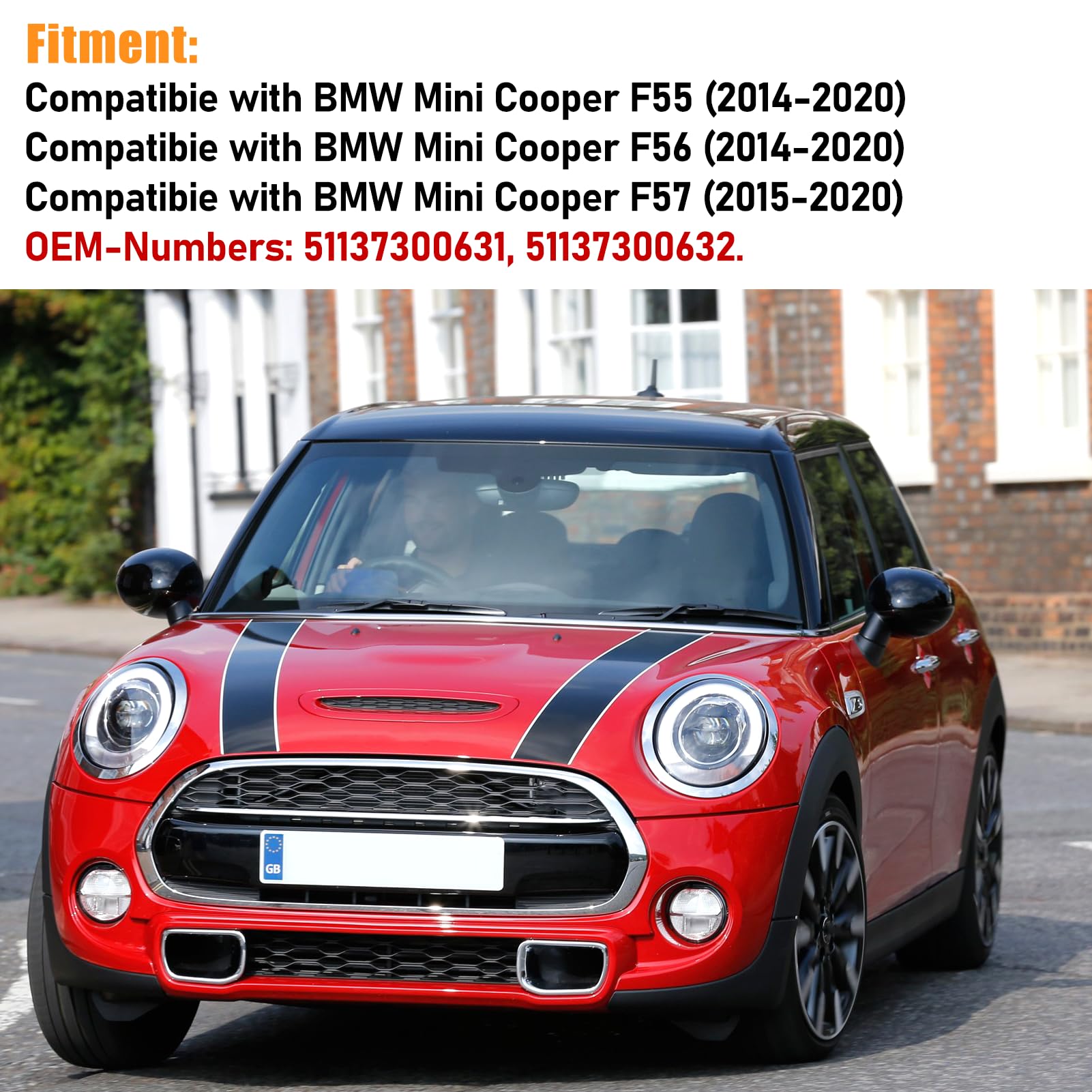 TTCR-II 2PCS Compatibile con Anello Fanale Mini Cooper F55 F56 F57 2014-2020, Lunetta Anello Rifinitura Fari per Mini F56 51137300631 51137300632, F57 Fanali Anteriori Anello Decorativo (Argentato)