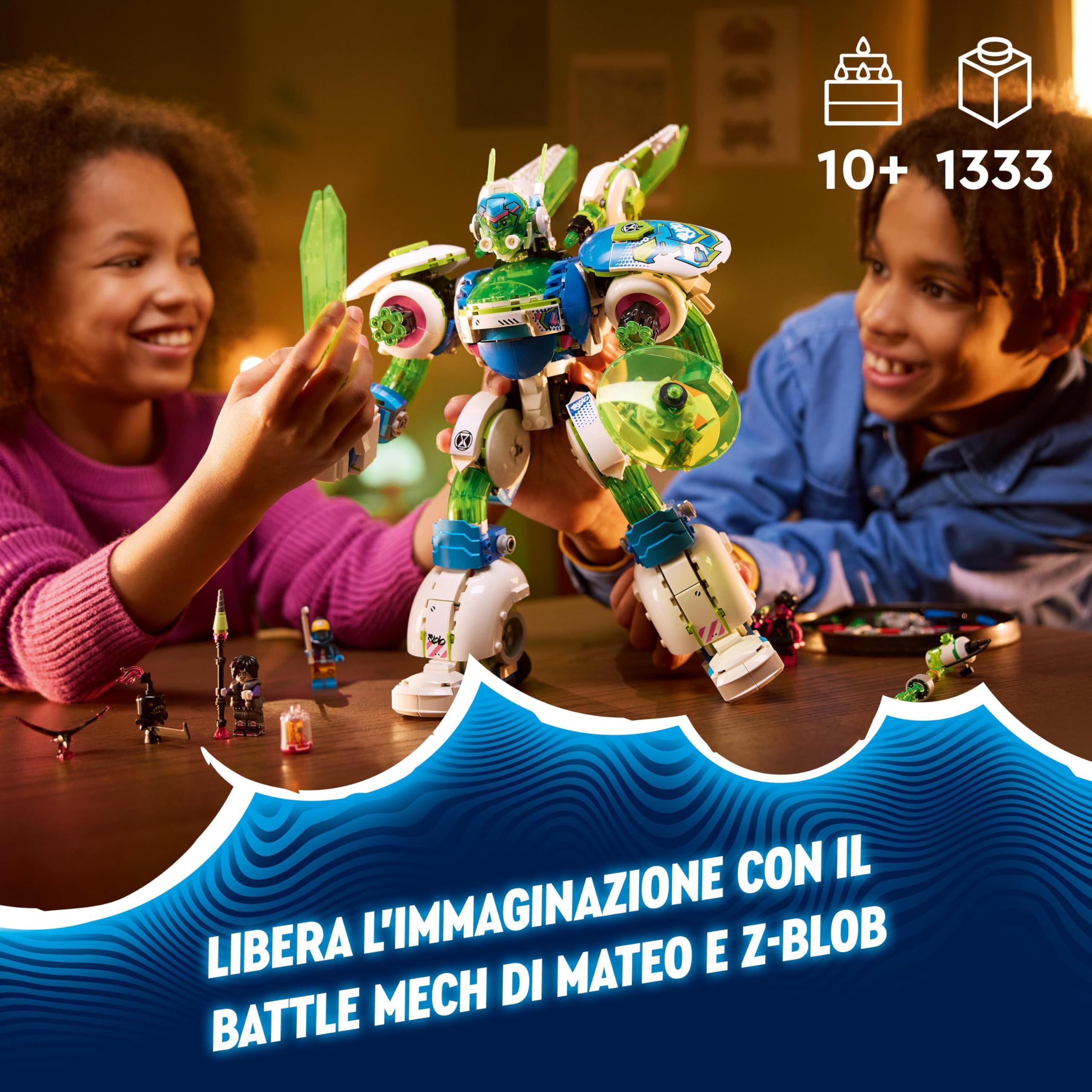LEGO DREAMZzz 3 in 1 Battle Mech di Mateo e Z-Blob, Astronave Trasformabile in 3 Diversi Robot Giocattolo Dotati di Accessori e 4 Minifigure, Giochi Creativi per Bambini e Bambine da 10 Anni 71485