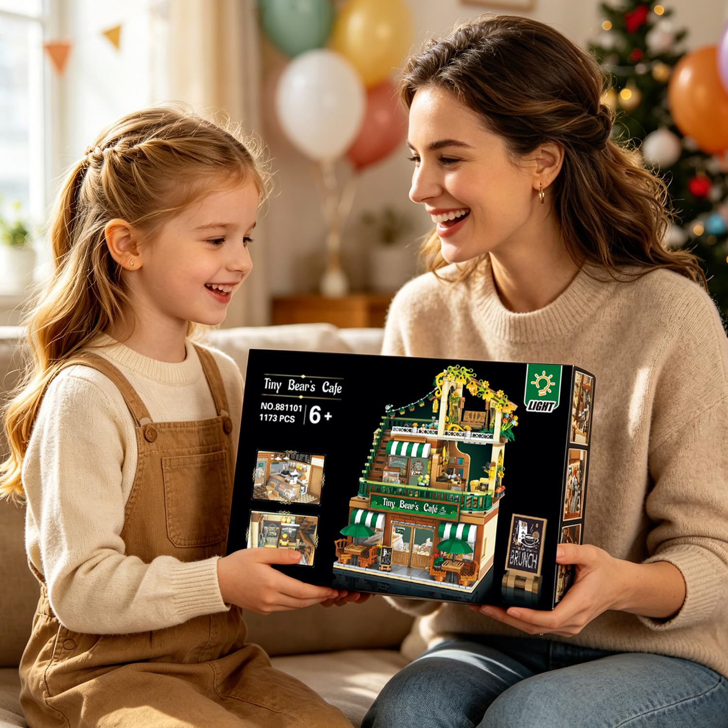 INSOON City Café con Luz, Kit de Construcción para Adultos y Jóvenes 8+ | Cafetería con panadería, terraza y mostrador de pedidos, maqueta de edificio urbano para niños, niñas y jóvenes desde 8 años