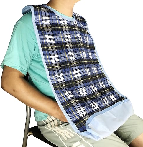 Miniatura 7 de Baberos para adultos para comer, baberos grandes de 30 x 19.5 pulgadas, protectores de ropa de comedor reutilizables y lavables con captador de