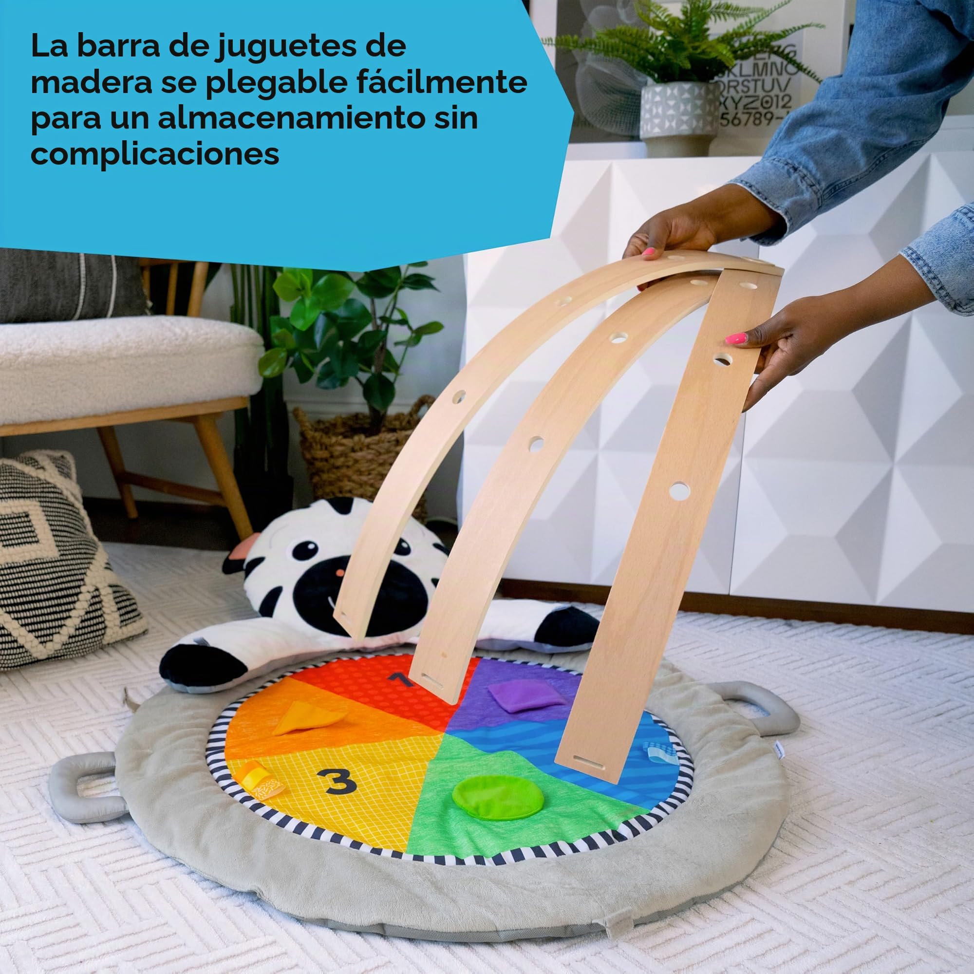 Baby Einstein, Gimnasio de Peluche con Barra de Madera, para bebés y niños pequeños, 0-12 Meses, Lavable a máquina