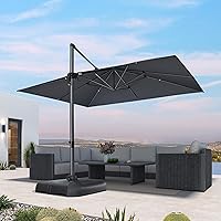Vista 68 de PURPLE LEAF Sombrilla de Patio de 8 Pies para Exteriores Sombrilla Cantilever Cuadrada de Aluminio Sombrilla Offset con Rotación de 360 Grados