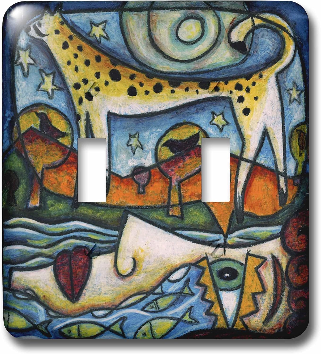 3dRose LLC lsp_21218_2 The River Dreams its Swiftness Jpg Colorful Cheetah Cats Dream Water Fine Art Surrealism Double Toggle Switch
