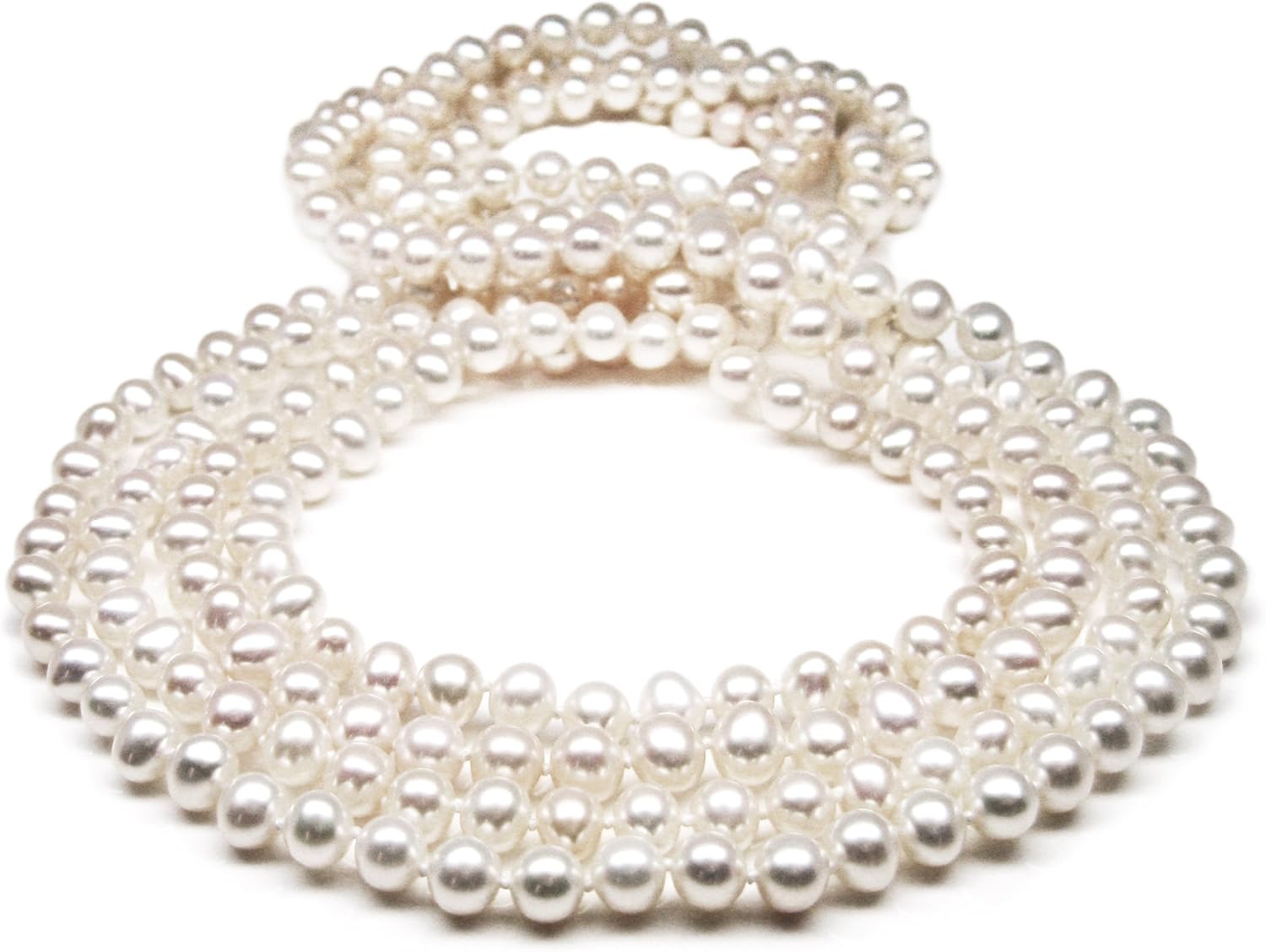HinsonGayle AAA Handpicked 6.5-7.0mm Lustrous-White Freshwater Cultured Pearl Rope Necklace 82"