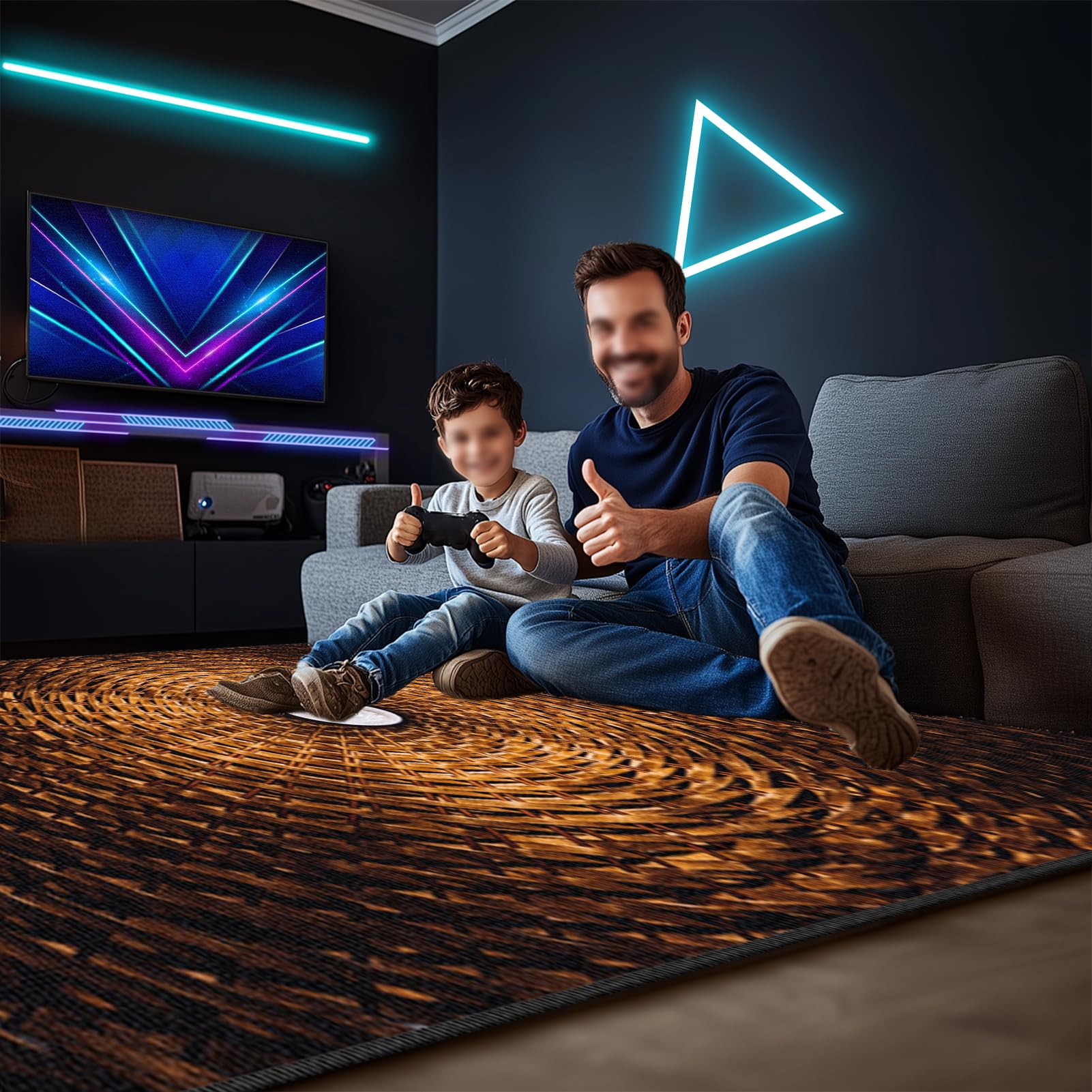 Tappeto da Gaming 3D Antiscivolo, Tappeto da Gioco per Camera da Letto dei Ragazzi Lavabile Grande 140 x 160 cm Tappeti Decorazione per Stanza dei Giochi Soggiorno Passatoia Corridoio Ragazzo Bambini