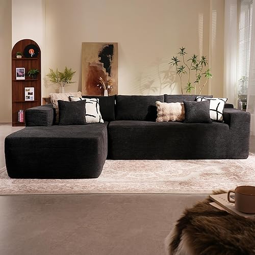 Miniatura 16 de HOOOWOOO Cloud - Sofás seccionales para sala de estar, sofá modular sin montaje, 110 x 79 pulgadas, de pana afelpada, juego de sofá grande