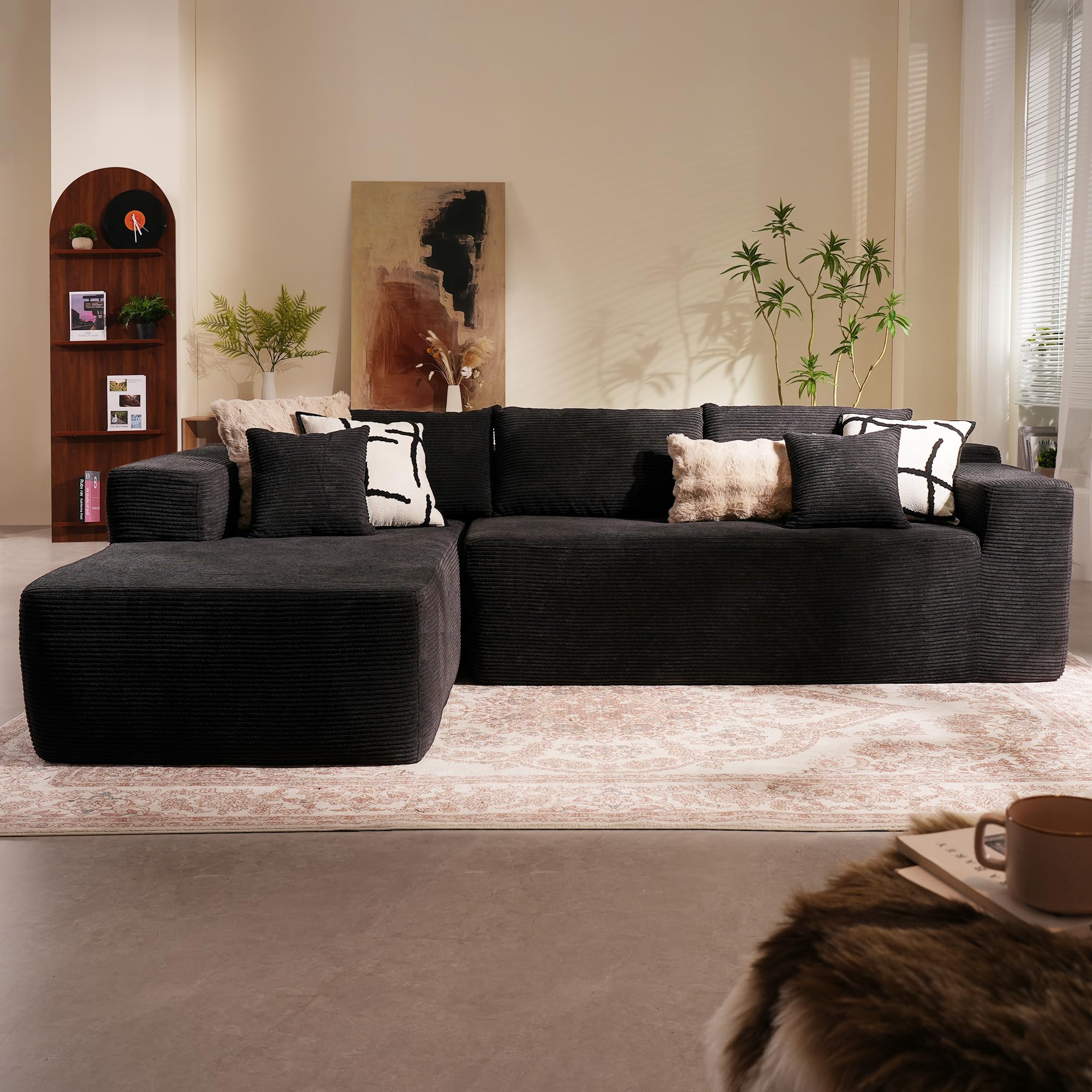 HOOOWOOO Sectional L Shaped Couch,104" Assembly Free Modern Minimalist Sofa,Extra Deep Large Sofa Set,Corner Couch in A Box for Living Room(Left