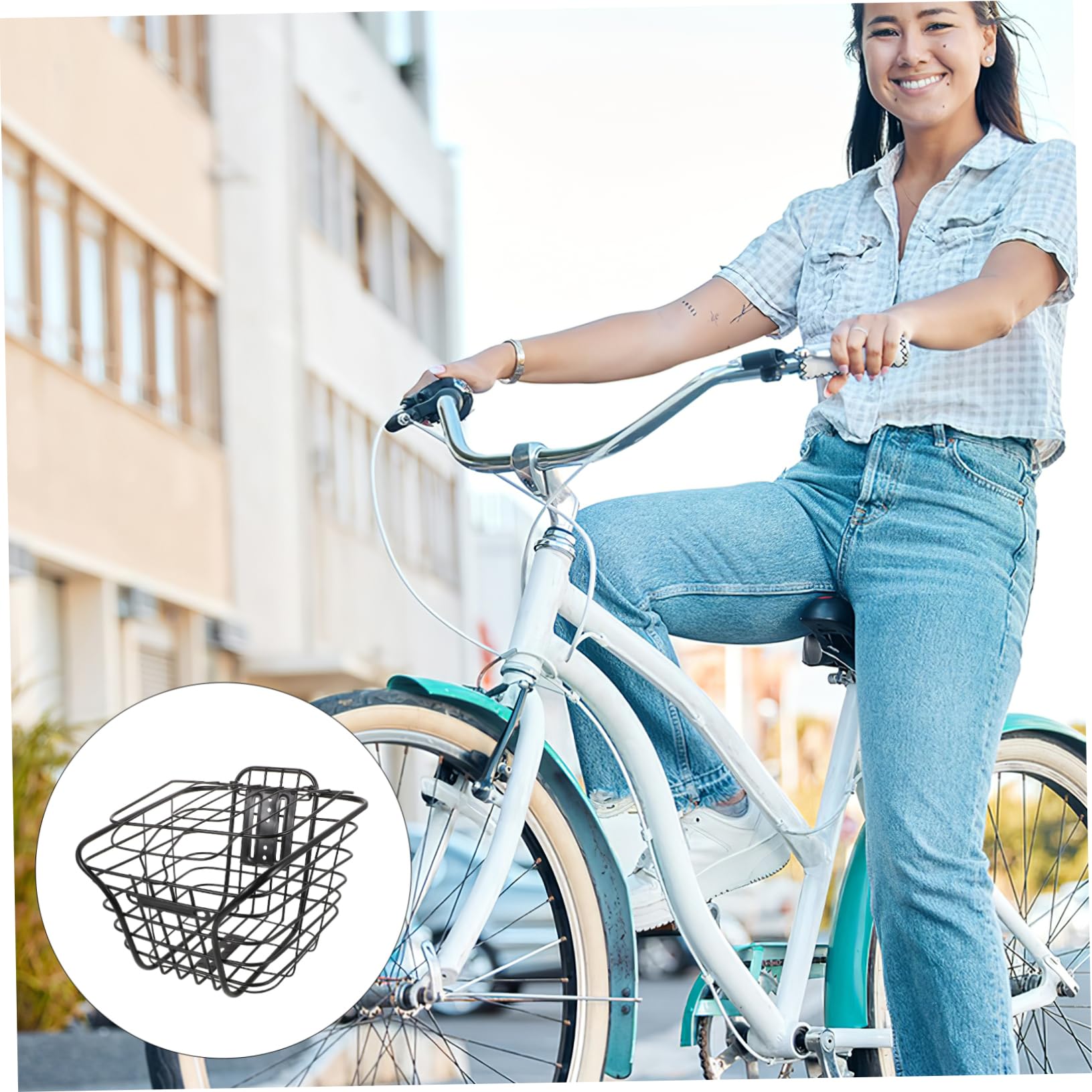 SUPVOX Cesta De Almacenamiento para Patinete Eléctrico Cesta Metálica Tapa para Ciclismo Accesorio De Almacenamiento para Adultos De Alambre para Ciclismo