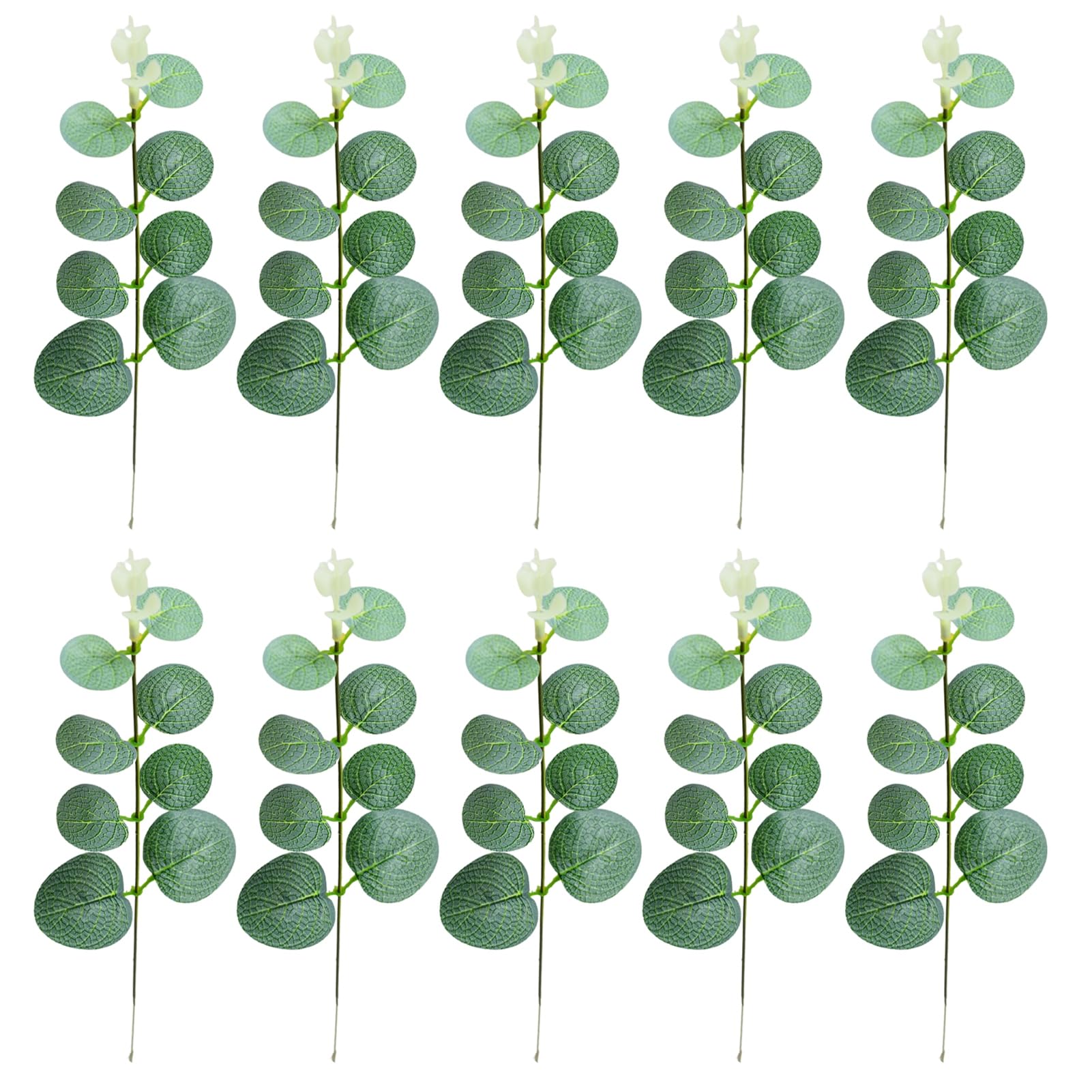 Loyliawa Light Green Artificial Flowers,Fake Flowers,Artificial Plants Indoor, 10Pcs Artificial Eucalyptus Leaves Branch With Stem Realistic Reusable Faux Green Plants Greenery Photo Props A
