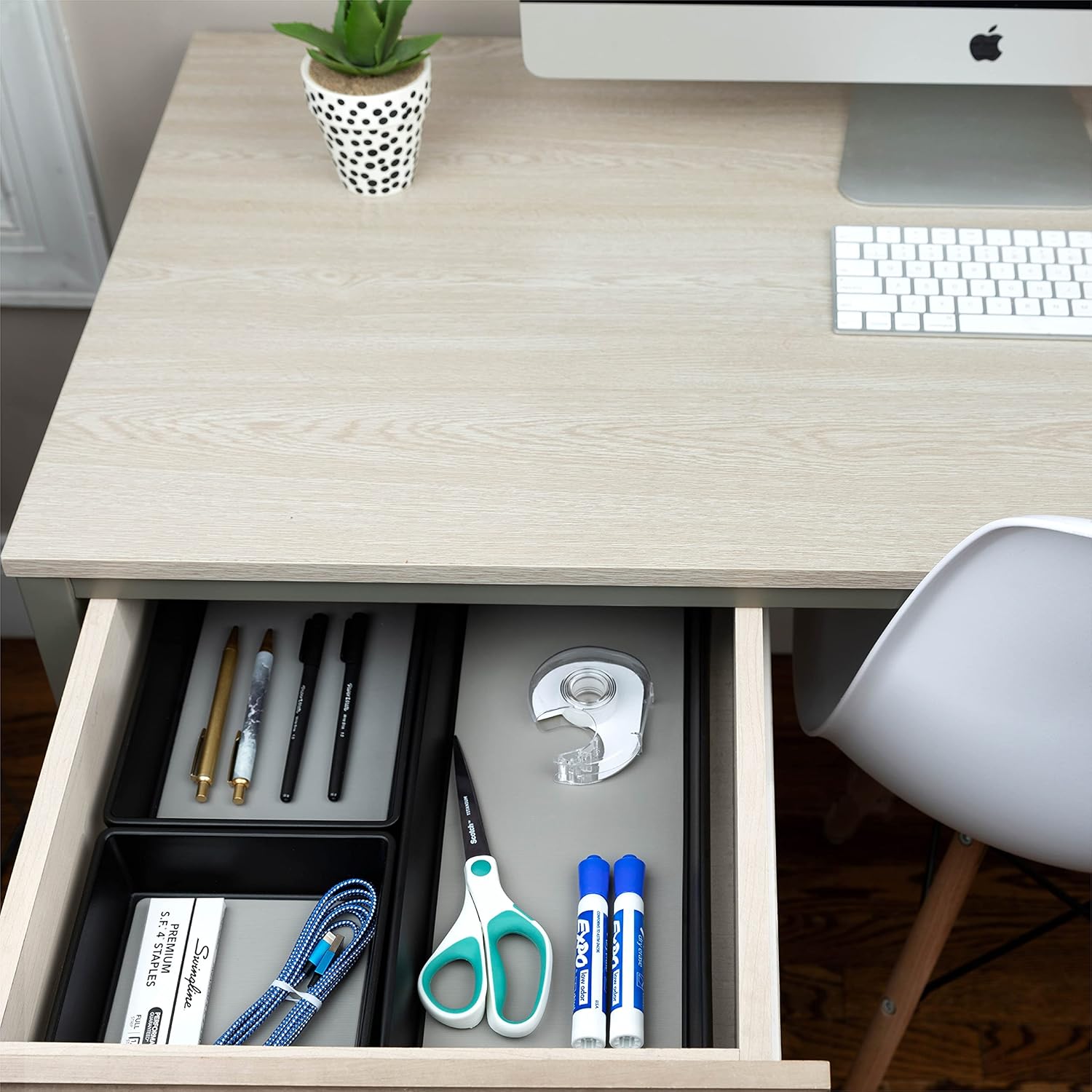 Drawer Organizers 3-Size | Office, Kitchen, Desk, Junk Drawer Organization & Storage Tray [6 Pcs]