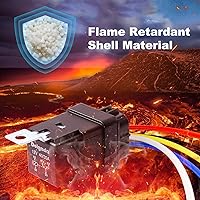 Vista 6 de Delgada Relé de 40/30 amperios 12 V impermeable para automóvil, 5 pines SPDT con juego de enchufes de arnés 14 AWG cables de cobre para barco