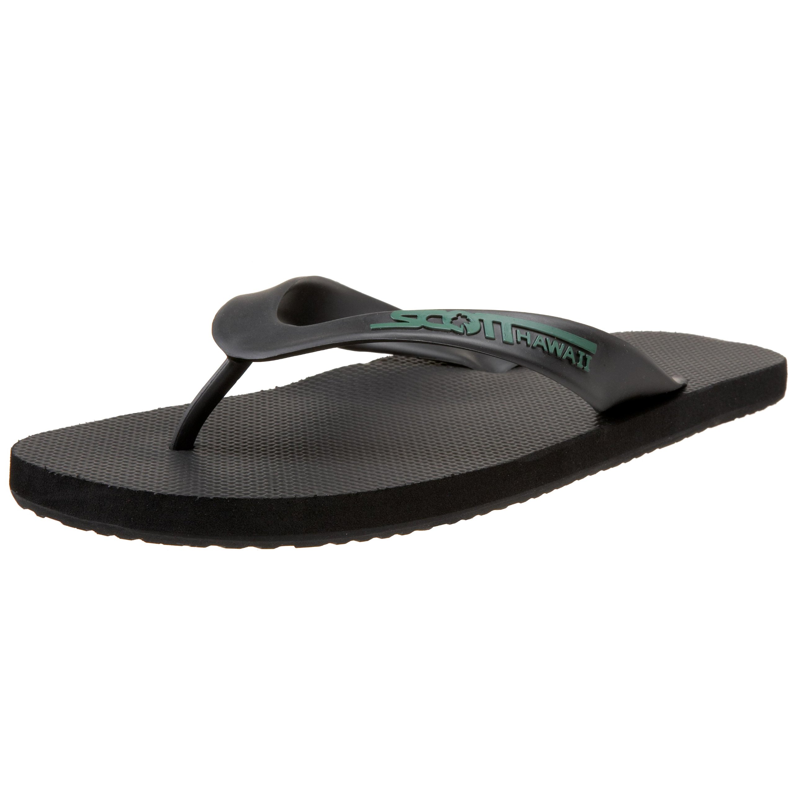 Scott HawaiiMen's Kumu Wide Flexible Rubber Slipper | Double Plug Strap | Beach Footwear | No-Slip Boat Sandal | Low and No Arch Flip Flops