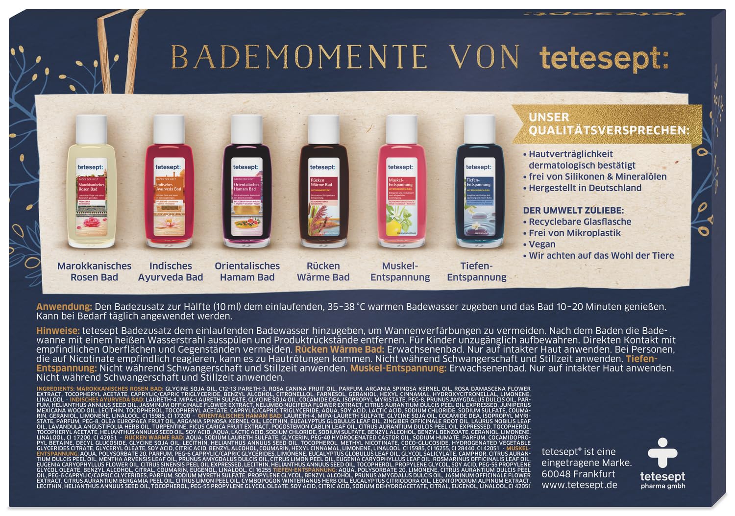 Tetesept Zestaw upominkowy do kąpieli 6 x 20 ml próbny