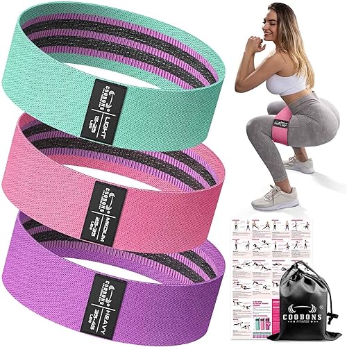Bandas de resistencia para piernas y glúteos juego de bandas de ejercicio de tela bandas para las caderas bandas anchas de entrenamiento Negro,